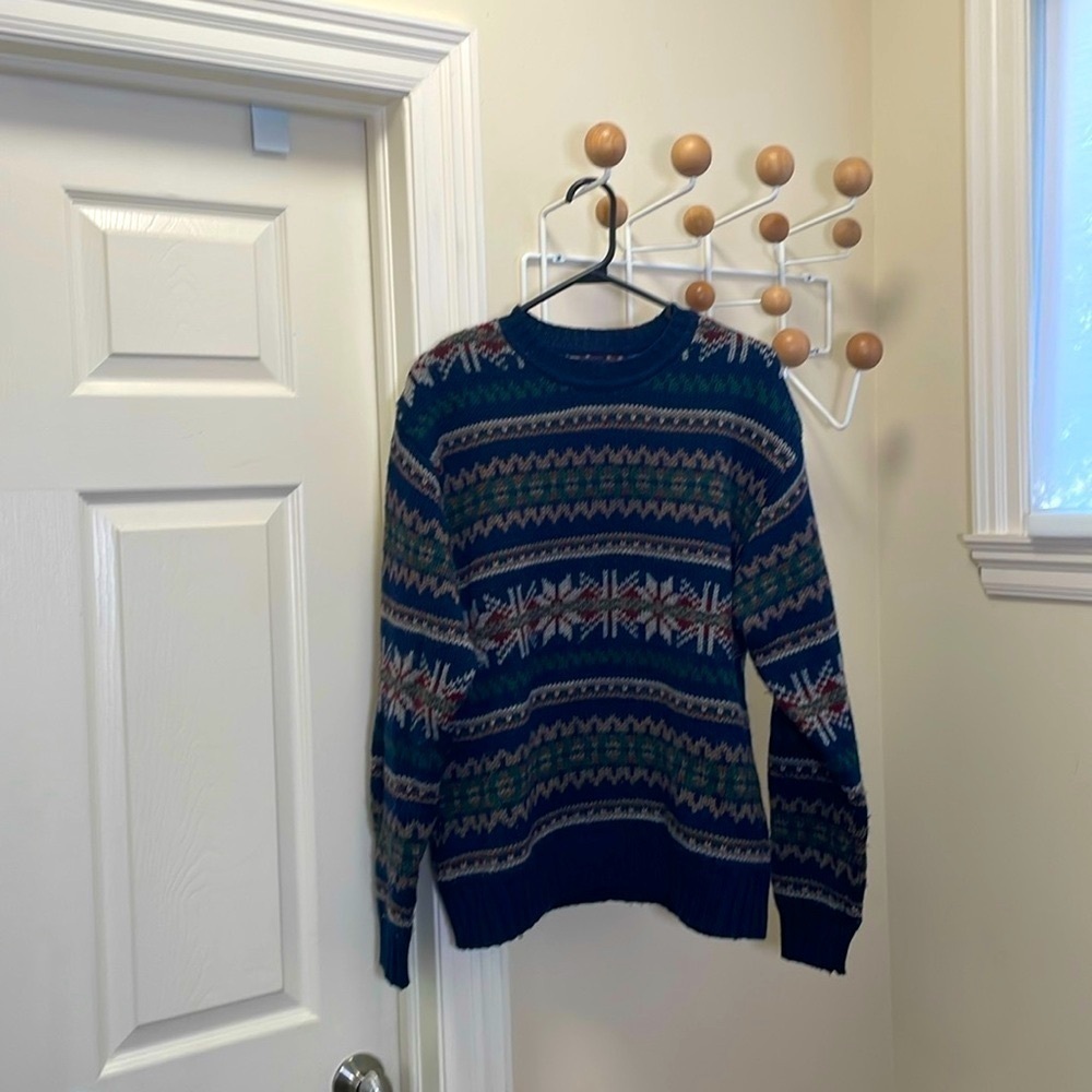 GAP - Classic Cozy Wool Knit Sweater - Navy / Green - M